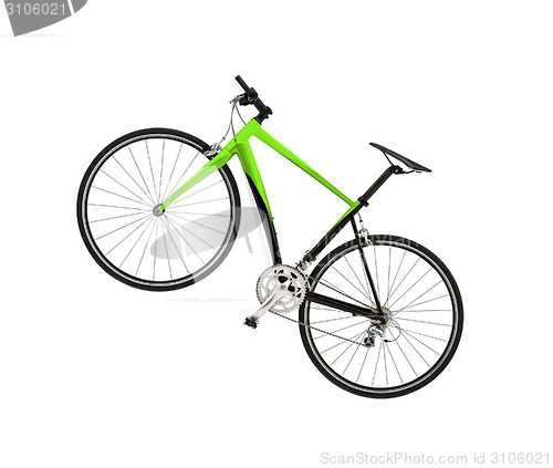 Image of Green bike detail isolated