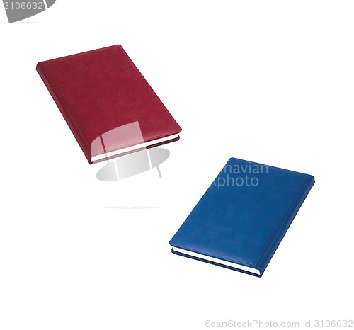 Image of red and blue books