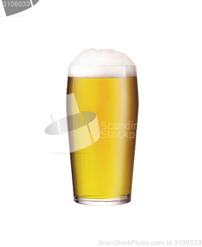 Image of glass with beer on white background