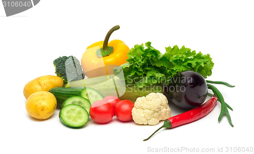 Image of fresh vegetables on the white background