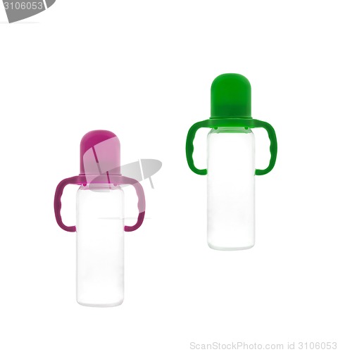 Image of Baby bottles on a white background