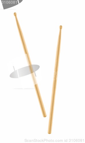 Image of Two wooden drumsticks isolated