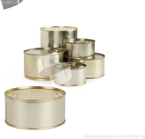 Image of Tin cans isolated on white