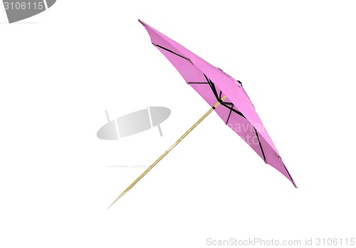 Image of purple beach umbrella isolated on white background