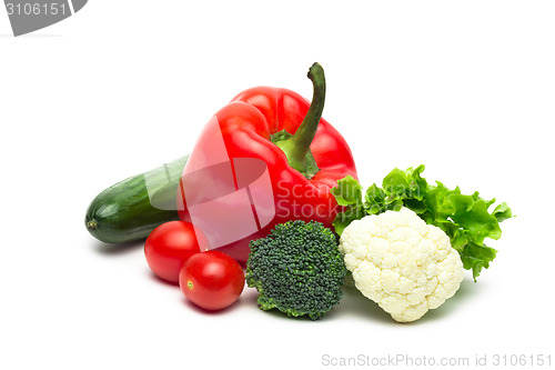 Image of fresh vegetables on the white background