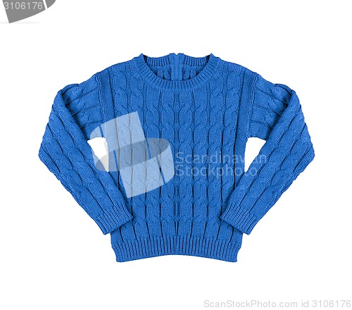 Image of Blue warm knitted sweater with a pattern