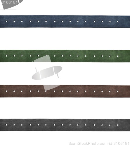 Image of leather belts isolated on white background