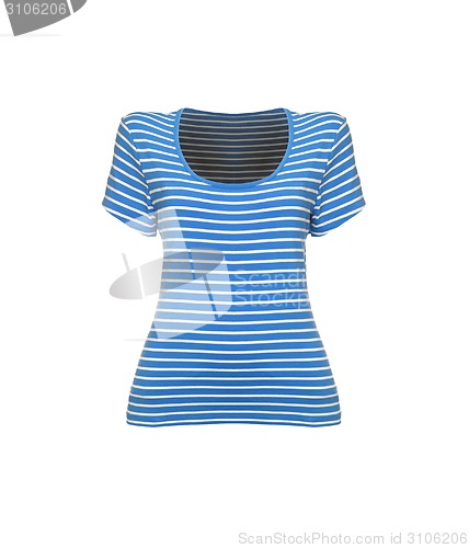 Image of striped blue t-shirt on white background