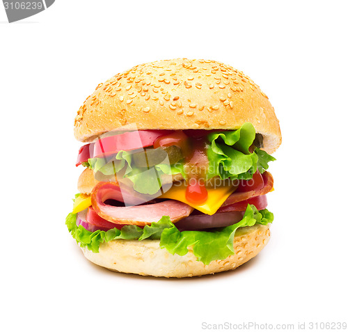 Image of cheeseburger isolated on white