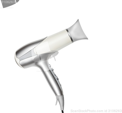 Image of Gray hairdryer isolated on white