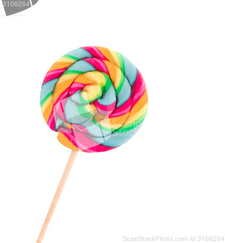 Image of Colorful spiral lollipop isolated on white