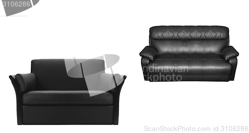 Image of Black leather armchair isolated