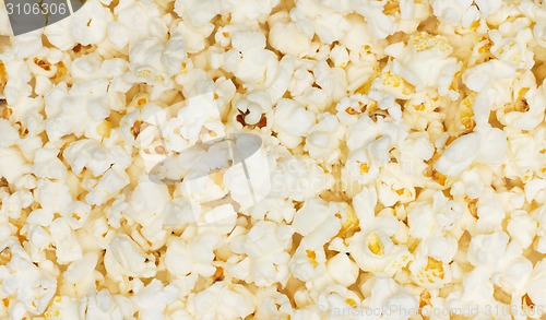 Image of Salted popcorn grains on the white background