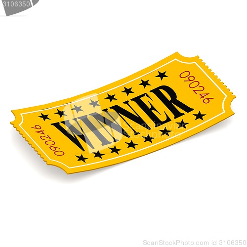 Image of Winner ticket on white background