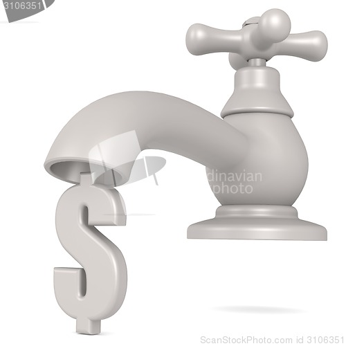 Image of Isolated Water tap with dollar sign