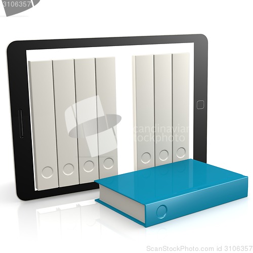 Image of Blue book out of tablet