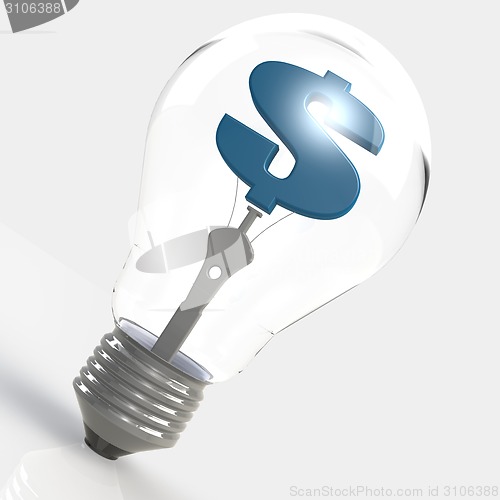 Image of Light bulb with blue dollar