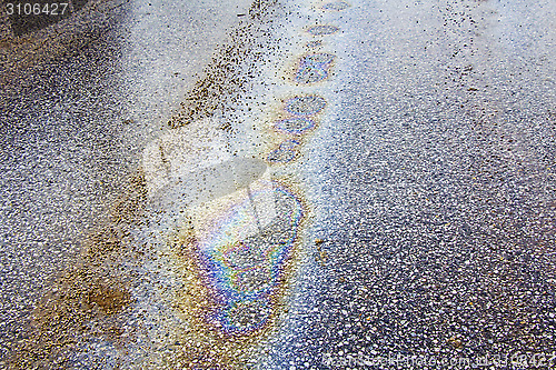 Image of Oil spill on asphalt road