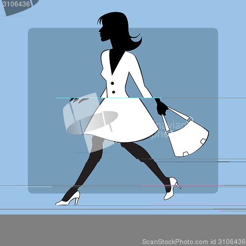 Image of Silhouette icon modern young woman goes