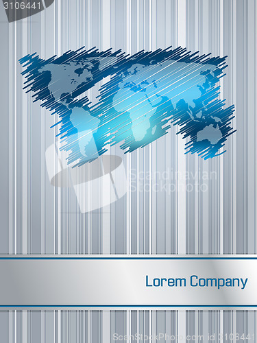 Image of Striped and scribbled blue business brochure design