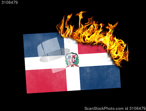 Image of Flag burning - Dominican Republic