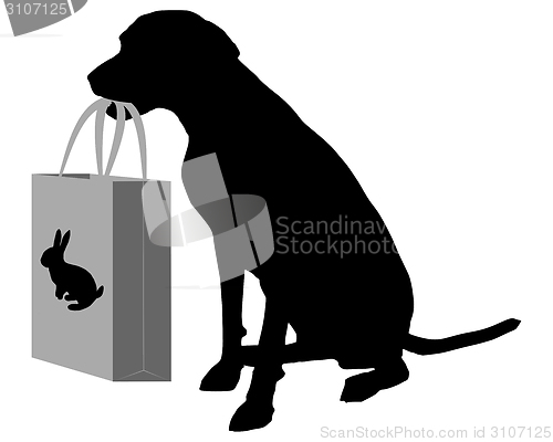 Image of Dog shopping bunny