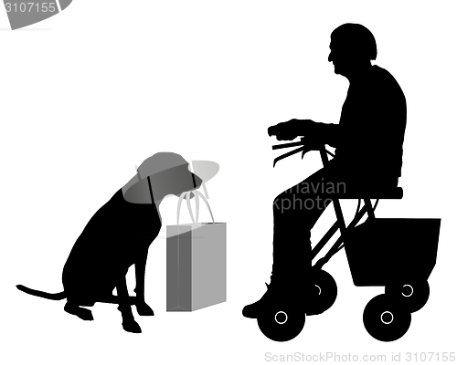 Image of Old woman with dog