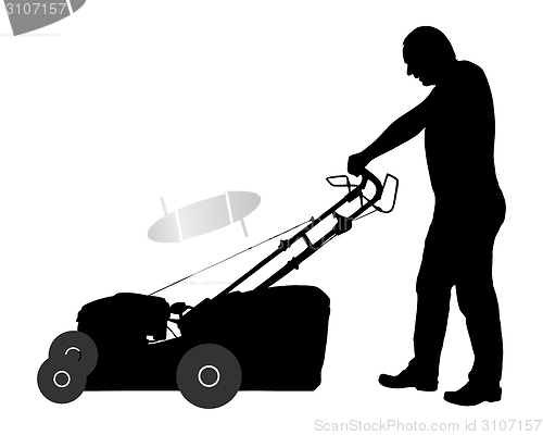 Image of Man with lawn-mower