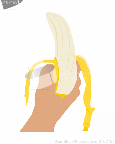 Image of Hand with skinned banana