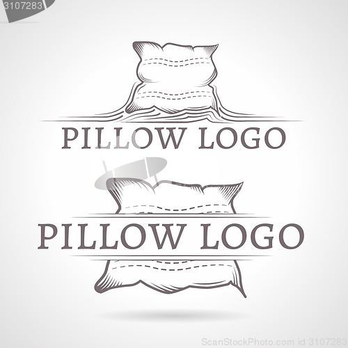 Image of Abstract vector illustration of pillow icon with text