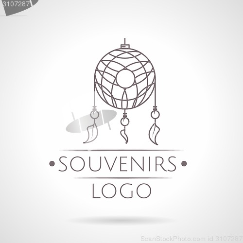 Image of Abstract vector illustration of dreams catcher icon with text