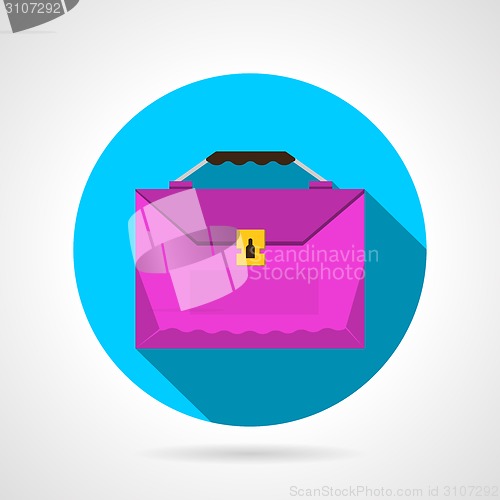 Image of Round flat vector icon for pink briefcase