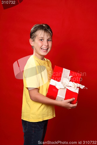 Image of Child with present ribbon bow