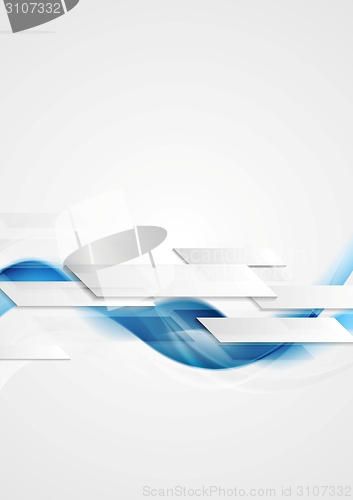 Image of Blue shiny hi-tech motion waves background
