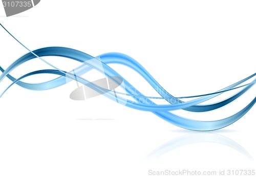 Image of Bright blue waves on white