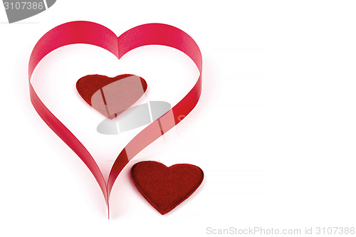 Image of valentine's paper hearts on a white background