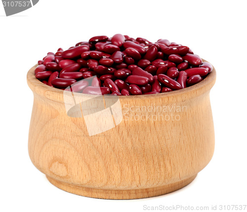 Image of Red haricot in wooden bowl