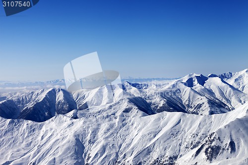 Image of Winter mountains at sun day