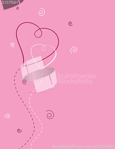 Image of pink background with two hearts for Valentine's Day