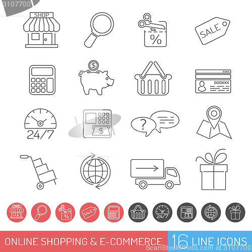 Image of Shopping Line Icon Set