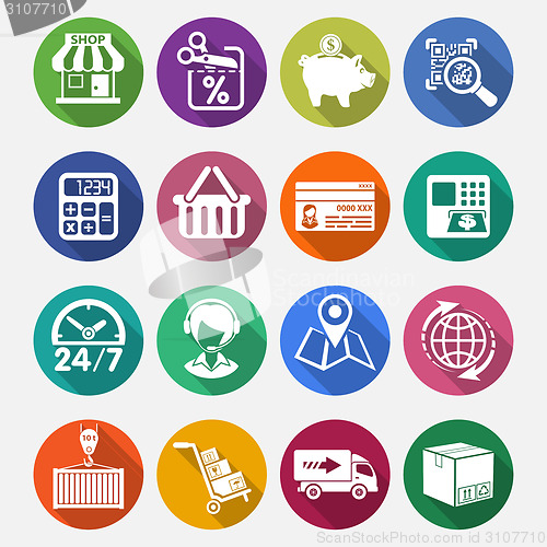 Image of Internet Shopping and Delivery Flat Icon Set