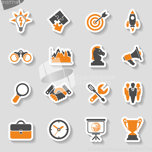 Image of Business Strategy Icon Sticker Set