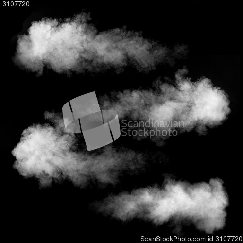 Image of White smoke set isolated on black