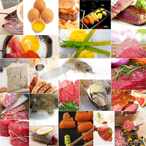Image of high protein food collection collage