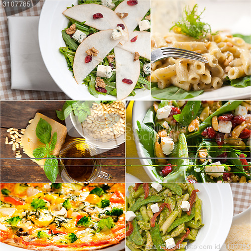 Image of healthy and tasty Italian food collage