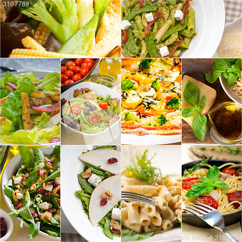 Image of healthy and tasty Italian food collage