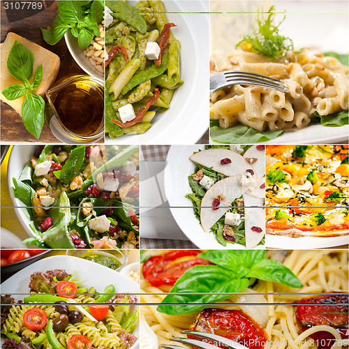 Image of healthy and tasty Italian food collage