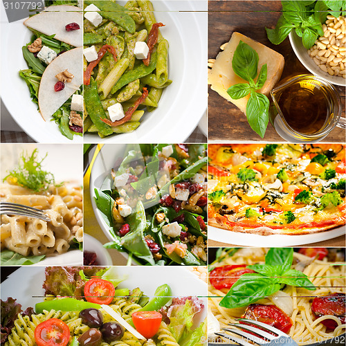 Image of healthy and tasty Italian food collage