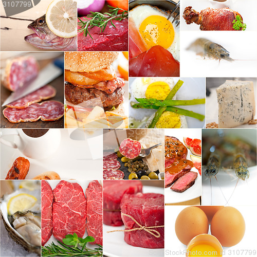 Image of high protein food collection collage