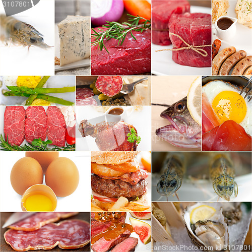 Image of high protein food collection collage